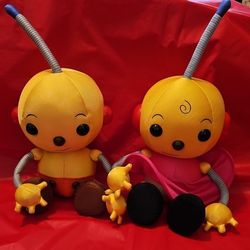 Vintage 1999 Mattel Disney Rolie Polie Olie & Zowie Plush Set 17" 