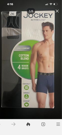 4 PAIR BRAND NEW MENS JOCKEY STAY COOL COTTON BLEND BOXER BRIEFS XXL.