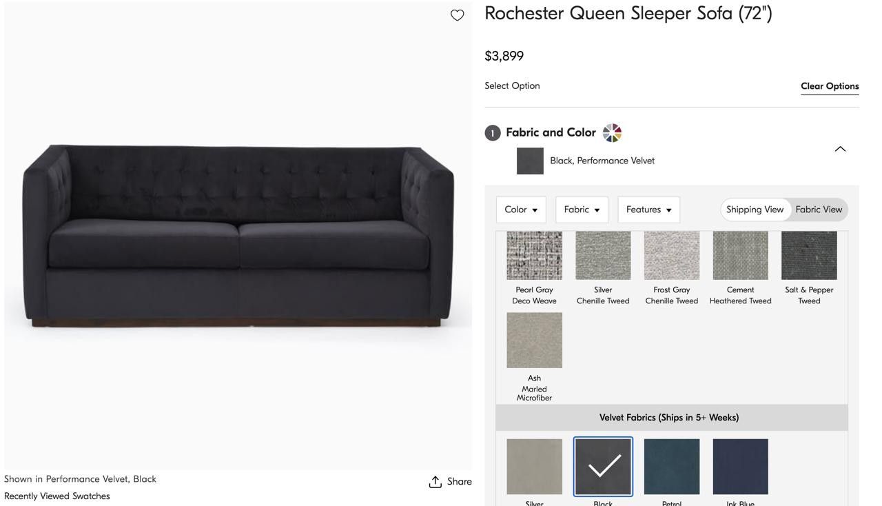 West Elm Queen Sofa Bed Futon Sleeper Couch