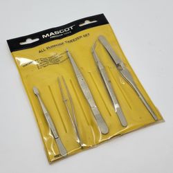 Vintage H521 Mascot Precision tools All Purpose Tweezers Set New open 
package. Consist of 5 tweezers, all are drop forged and beautifully 
finished n