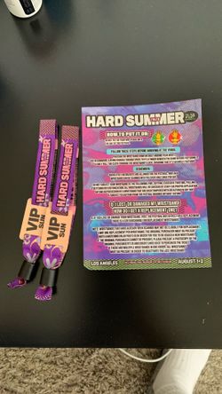 2 VIP Hard Summer Wristbands Sunday  08/02/2026