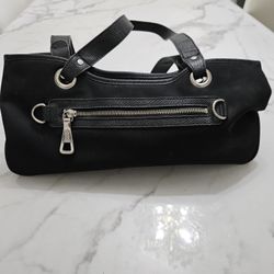 FRANCO SARTO Authentic Vintage Black Canvas Textured Faux Leather Shoulder Bag