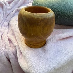 Vintage Solid Wood Mortar Pedestal Bowl 4.5" Tall