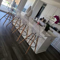4 Clear Barstools