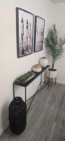 Black Modern Console Table 55 Inches