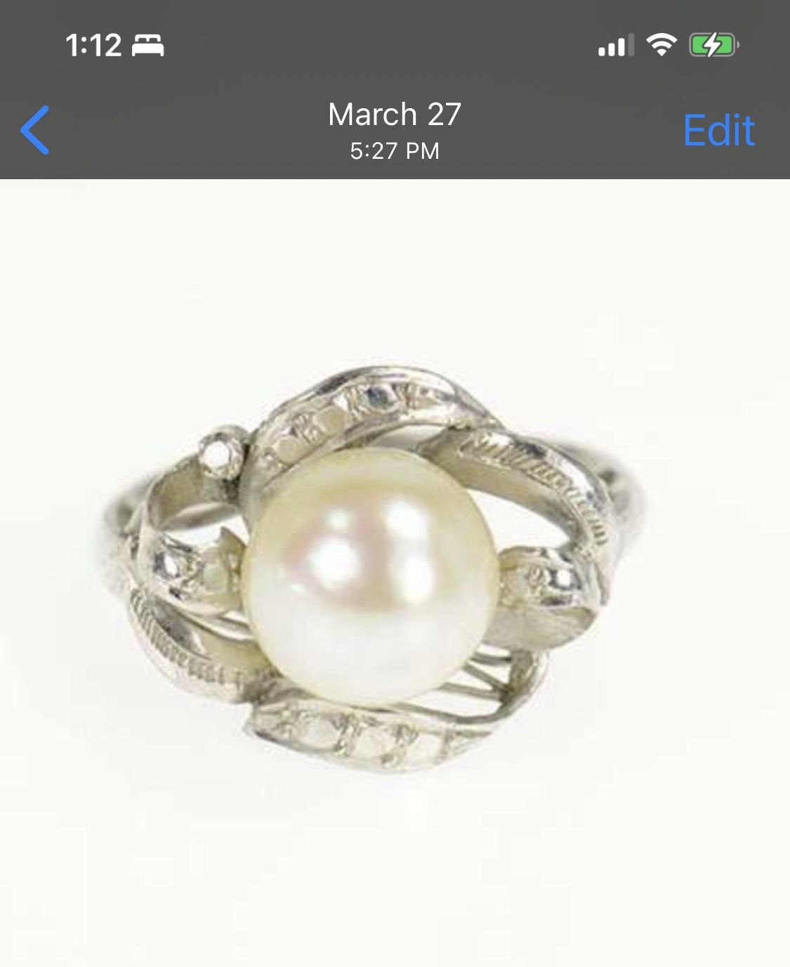 10K White Gold 1940´s Ornate Classic Pearl Twist...