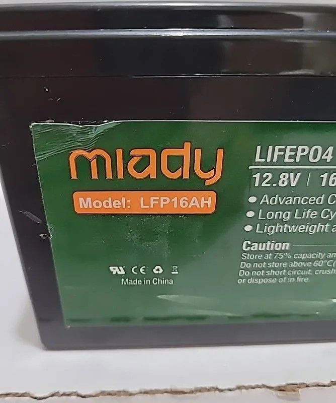 Miady 12V 20Ah LiFePO4 Deep Cycle Battery | 2000 Cycles | Rechargeable | LFP16AH | 12 V | 20 Ah