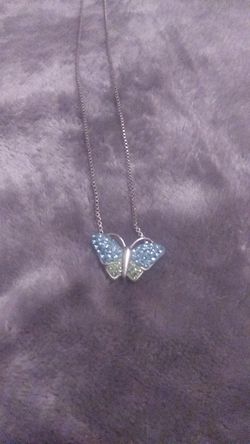 Blue and Green Butterfly Necklace