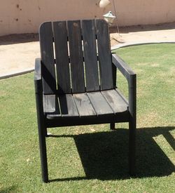 Rustic Outdoor Wood Chair Black Patio Armchair