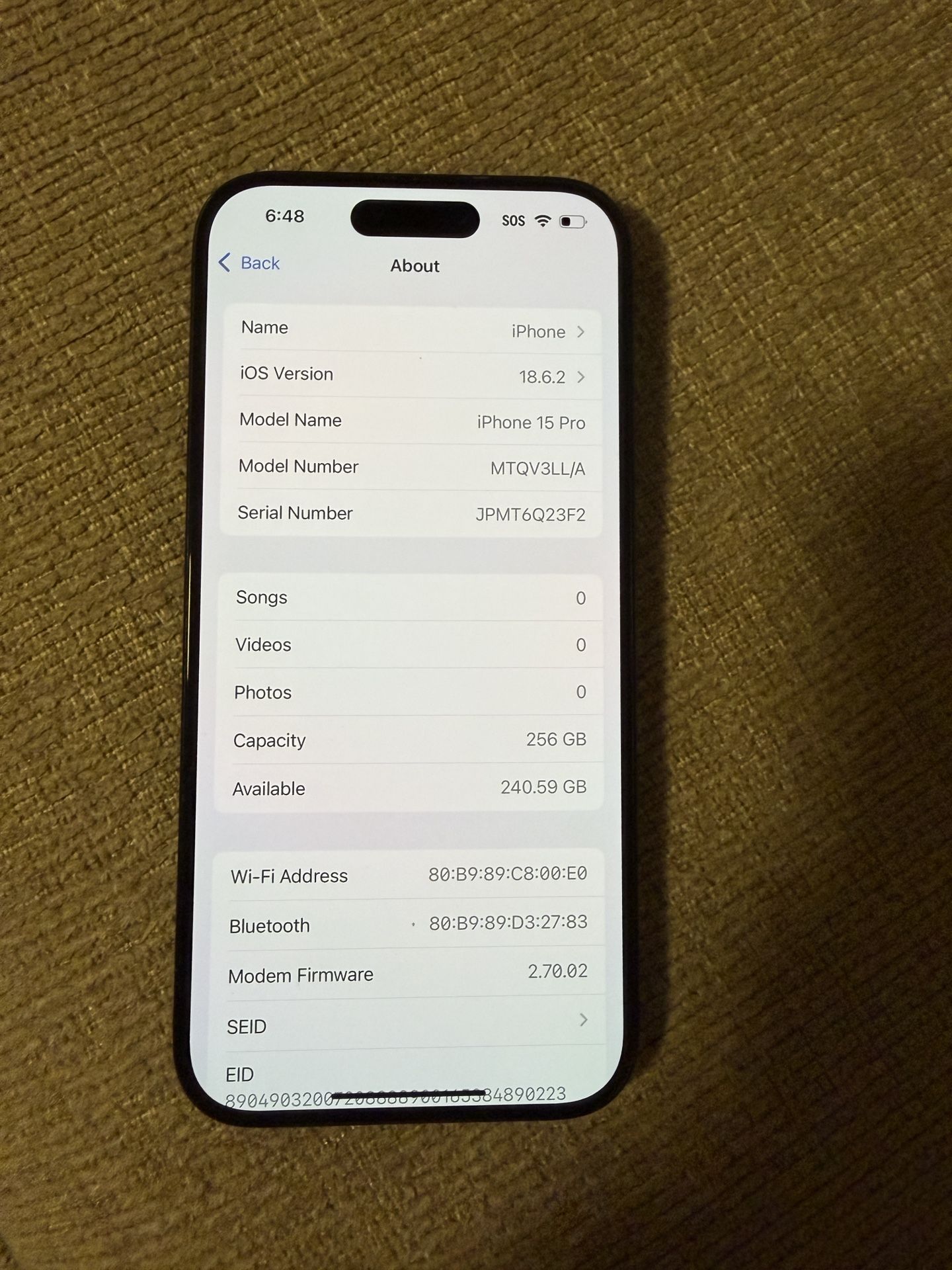 iPhone 15 Pro 256 GB. Blue Titanium Unlocked