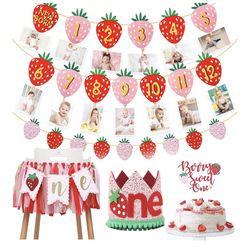 New Strawberry Themed First Birthday Party Decoration Set