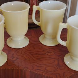 Vintage SET of China  Ivory White Irish Coffee Tea Cup Footed Porcelain Mugs

