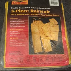 CONDOR 3 Piece Rainsuit w/Detachable Hood, Yellow

