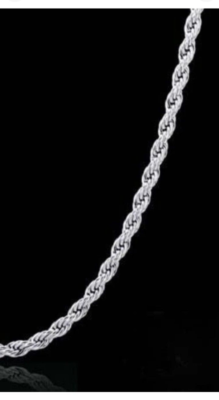 2025 NEW ** ITALY CLASSIC 30 INCHES (925) Sterling Silver Rope Chain Necklace Solid Silver Chain Italy.