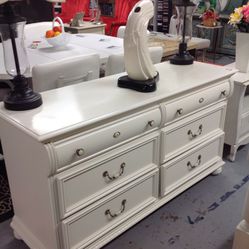 White Six Drawer Lexington Dresser For Sale 