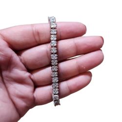 Vintage Silver Toned Tennis Bracelet