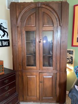 Antique Wood Corner Cabinet