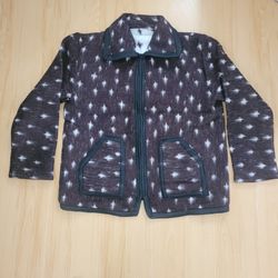 Mexican Poncho Jacket Blanket Serape Brown And White Large