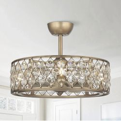 25” Gold ceiling fan with light and remote