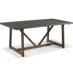 Walker Edison Modern Farmhouse Small Kitchen Furniture Dining Room Table Wood, 72 Inch, Grey and Brown