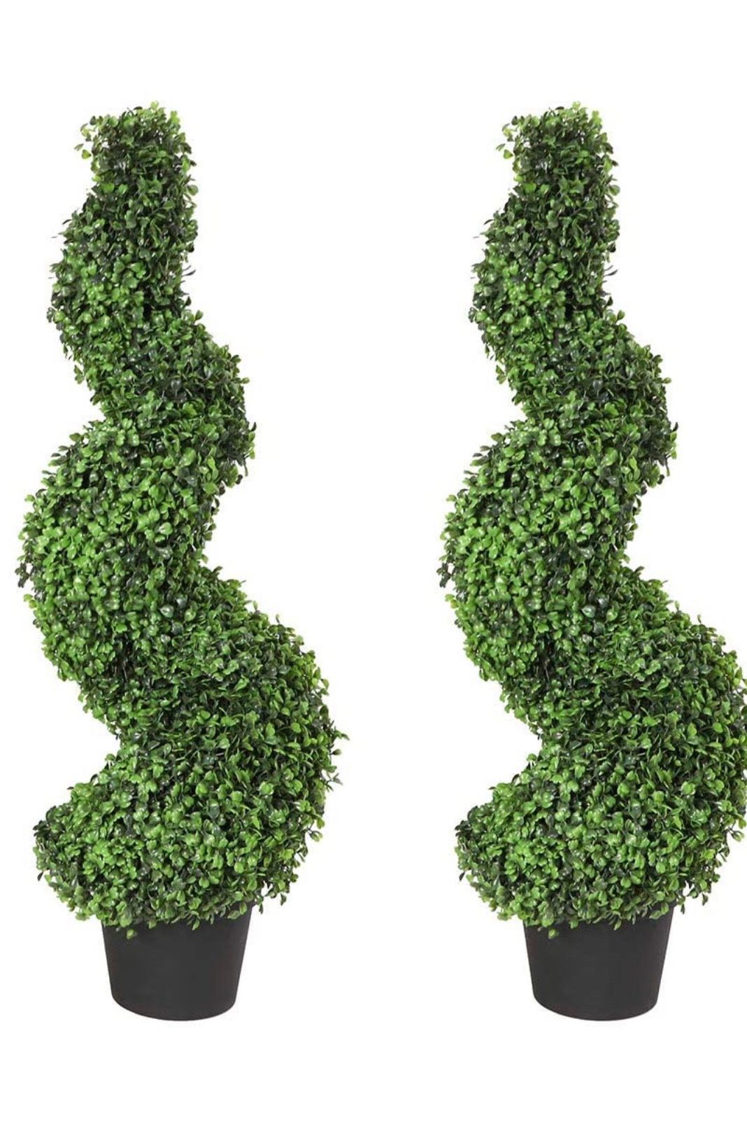 Damomo 3ft (2 Pieces) Topiary Trees Boxwood Artificial Plants Spiral Feaux Plants Potted Fake Plant Green Decorative Indoor or Outdoor (35 Inches).