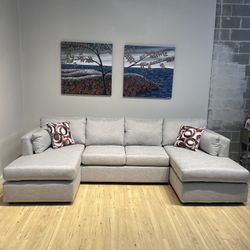 New Sectional Sofa Couch Light Gray U Shaped