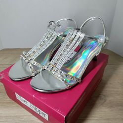 Silver slipper heels size 6