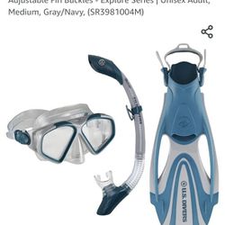 U.S. Divers Cozumel Adult Snorkel Set - Anti-Fog PC Lens, Easy-Adjust Mask Buckles, Dry Top Snorkel