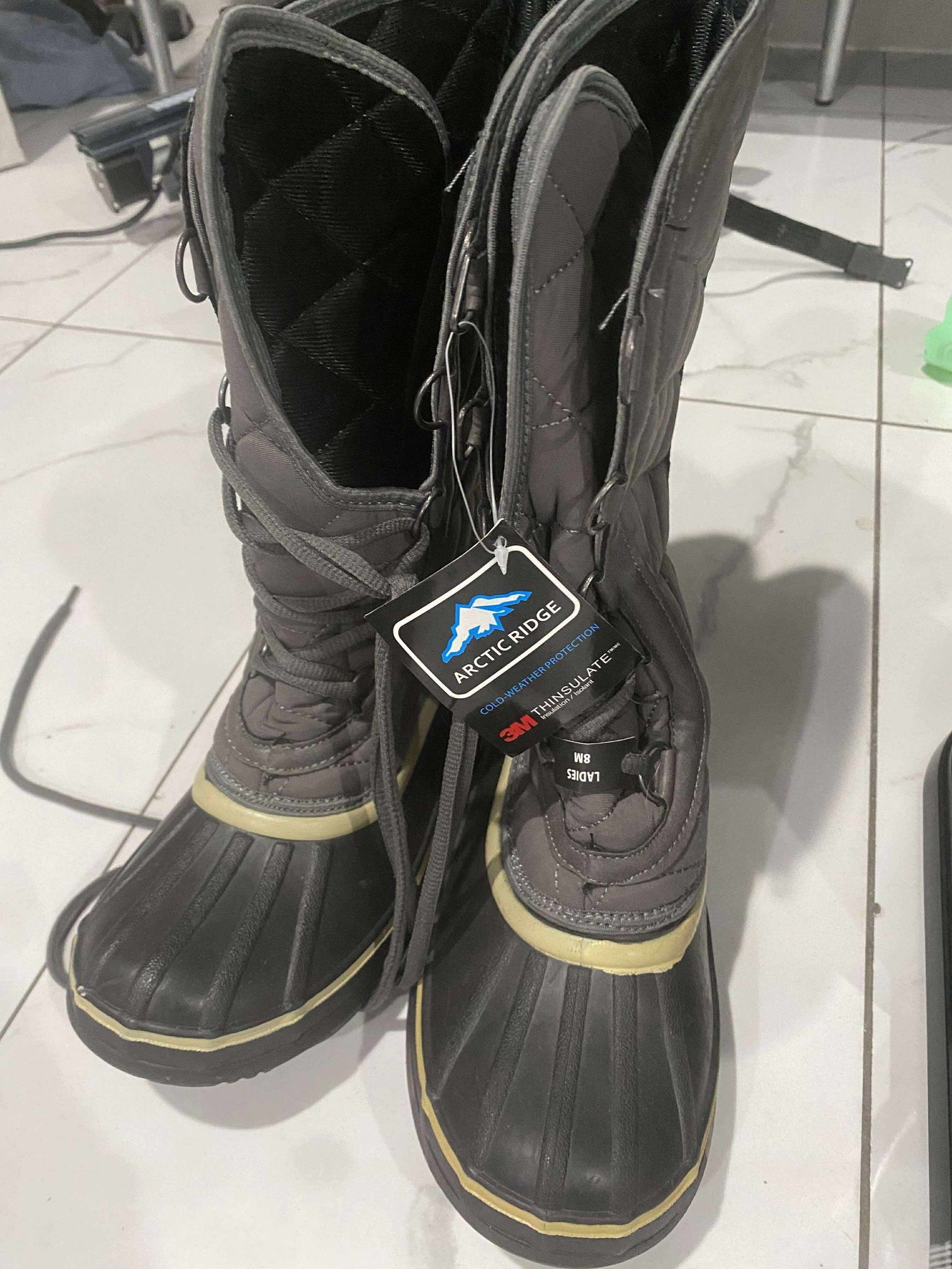 Arctic Ridge Women's Tall Winter Boots Lace Up Black Size 8M