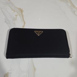 Prada Black Tessuto Nylon Long Zippy Wallet