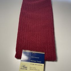 NWT Home Collection 100% polyester 15inx25in red kitchen towel Linge De Cuisine