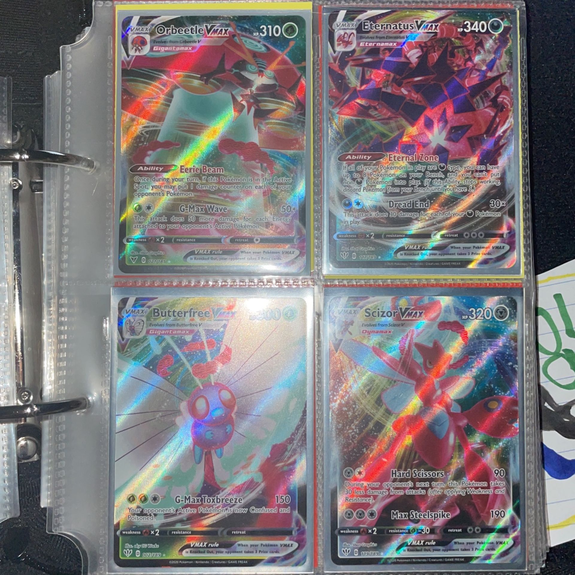 4 Vmax Pokémon Cards all 2020