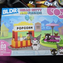 BLDR Hello Kitty and Friends Kuromi’s Popcorn Stand Building Set - Kuromi & Chococat Poseable 