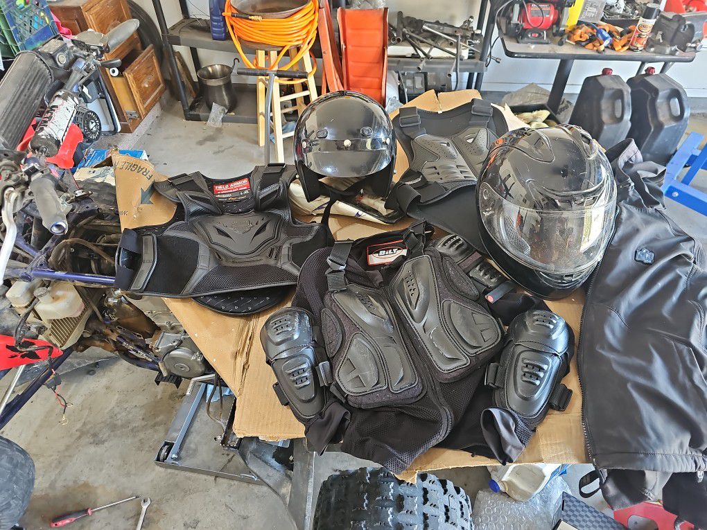 Various motorcycle vest and helmets  Jacket
