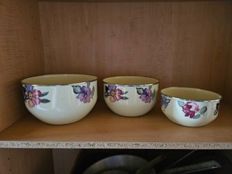 3 Floral Metal Mixing Bowls