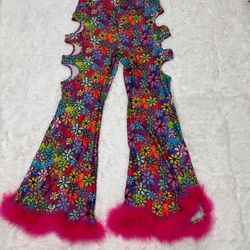 New 1x feather Tye dye bell bottom flair pants festival rave leggings hippie 60s