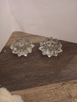 Vintage Starburst Crystal Clear Candle Holders