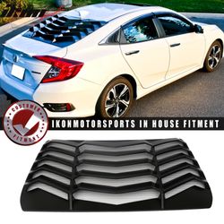 Fits 2016-2021 Honda Civic Sedan Rear Window Louvers Cover Sun Shade ABS Deflector