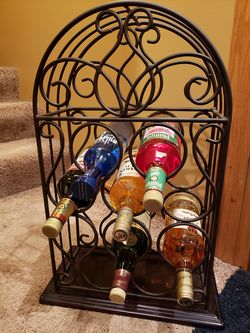 Wood and Metal Wine Rack Holds 10