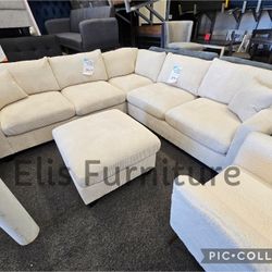 Brand New Sectional Corduroy Fabric 4 Pcs Ottoman Included $599