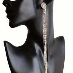 Brand New Elegant, Sexy & Statement Long Rhinestone Dangle Earrings