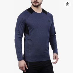 Spyder Active ProWeb Navy  Heather Black LS  Athletic Performance Top Men's XL