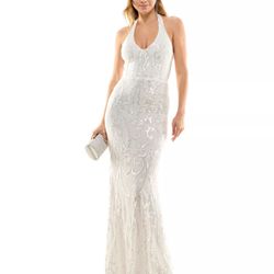 $70 Or Best Offer Macy’s Size 9/10 Juniors' Sequined Halter-Neck Evening Gown Prom Dress