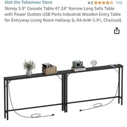 Narrow Sofa Table with Power Outlets x 2