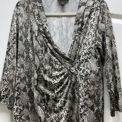 Ladies Animal Print Top Crossover Design. Med 