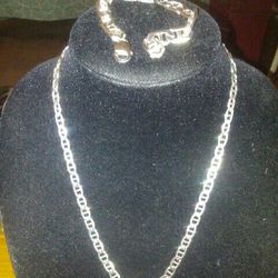 Italy. BIG Sterling Silver.necklace. BIG .bracelet.52 Gram.bracelets. 26 Gram Chain.25 Gram. .20 Inchainw