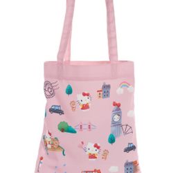 Sanrio Hello Kitty Pink Tote Bag London Teddy Bear with FREE HELLO KITTY KEYCHAIN!