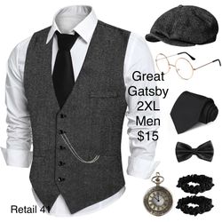 Great Gatsby Roaring 20s Gangster 2XL Men Costume