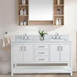 Bibbye 61'' Double Bathroom Vanity with Marble Top
