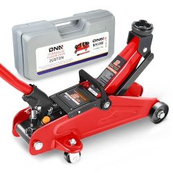 Floor Jack 2 Ton (4000 lbs) Capacity, Fast Lift Low Profile Hydraulic Trolley Jack, Steel Heavy-Duty Service Car Jack, Lifting Range 5.1"-13", Red